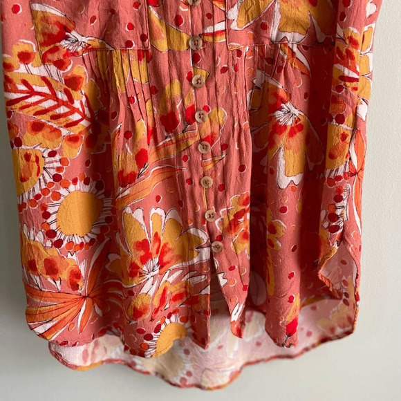 Vera by Anthropologie Orange Floral Sleeveless Blouse - Size Small - EUC! - Picture 5 of 8